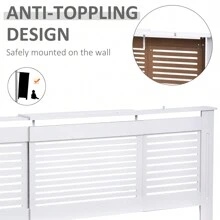 HOMCOM MDF Extendable Radiator Cover Cabinet Shelving Home Office Slatted Design White 139-208.5L X 20.5W X 82.5H Cm - White - View 4