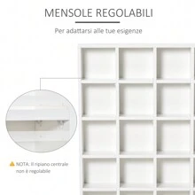 HOMCOM Mobile Libreria a Parete porta CD da 24 Ripiani ad Altezza Regolabile, Libreria in Legno Truciolato, 130.5x89x20 cm - Bianco - Visualizzare 5