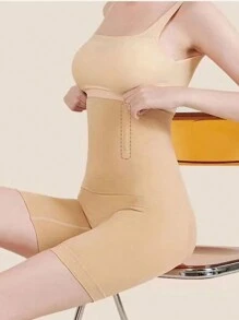 运动户外 1 件女式高腰塑身短裤带平角设计塑身短裤 - 杏色 - 查看 2