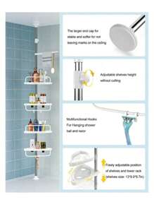 Corner Organizer Bathroom Storage Shelf - White - View 7