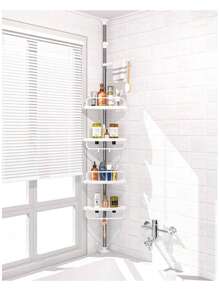 Corner Organizer Bathroom Storage Shelf - White - View 2