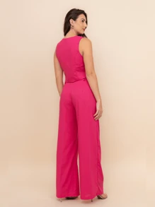Women Two-Piece Outfits - 玫紅色 - 查看 4