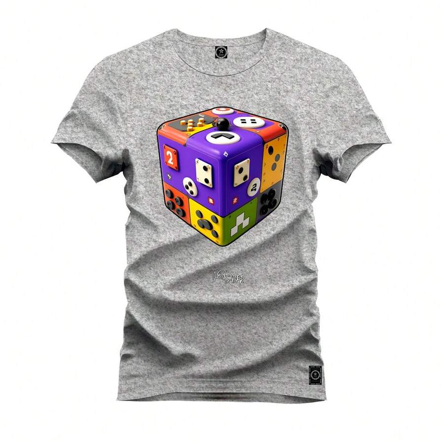 30.1 Premium Cotton T-Shirt With 2x2 Cube Print - 灰色 - 查看 1