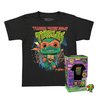 Funko Cartoon TMNT Printed Men's Crewneck T-Shirts And Pocket Pop Figure Toy