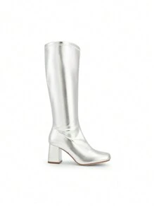 Women Gogo Boots Fashionable Square Toe Chunky Classic Knee High Boots For Women - Nhiều màu - Xem 6