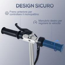HOMCOM Monopattino Elettrico Pieghevole Altezza Regolabile 82-93cm con Freno Velocità 12km/h, Nero - nero - Visualizzare 8