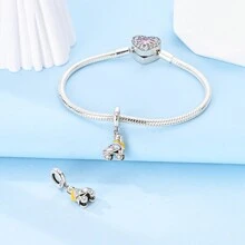 925 Sterling Silber Bunter Riemenscheibe Charme Anhänger Für Frauen Armband Halskette Diy Perlen Hänge Schmuck Party Geburtstagsgeschenk