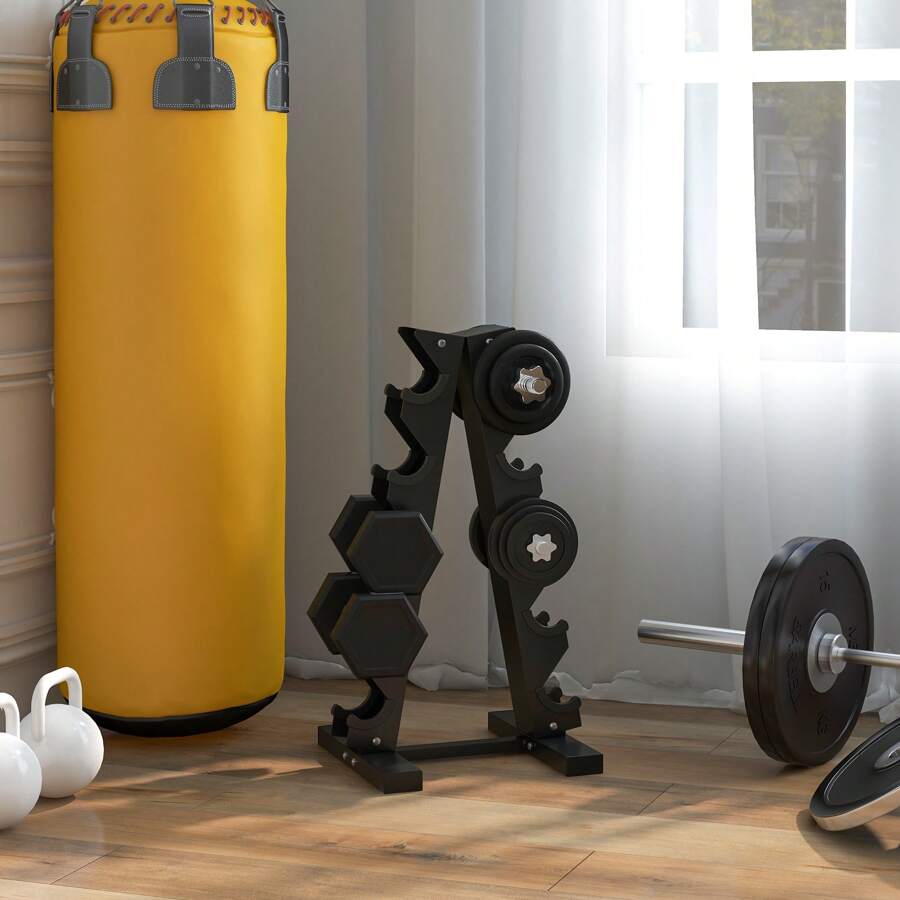 SPORTNOW 5-Tier Dumbbell Rack, Dumbbell Storage Stand Holder, Steel Weight Tree For Home Gym - Black - View 1