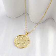 1枚女士創意時尚風格銅電鍍鳥花紋圓形吊墜金色項鍊 - 金色 - 查看 7