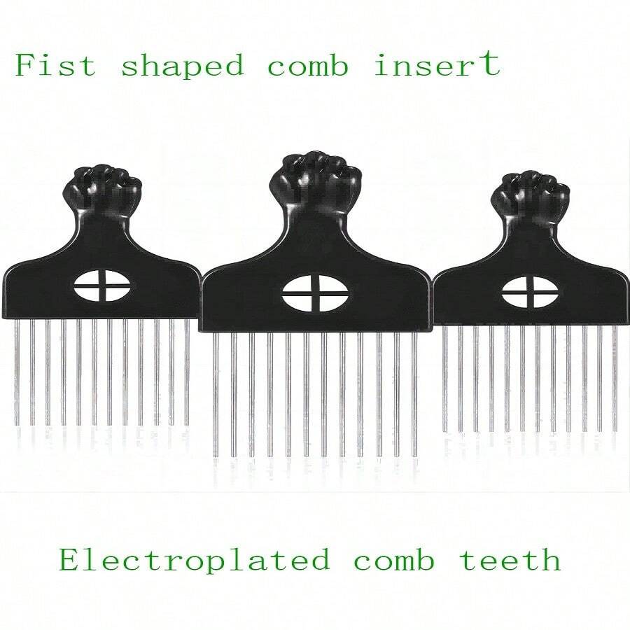 梳油、提升、插入梳、適用於頭髮的髮質梳、寬齒梳、捲髮刷、髮叉、桃木梳、造型梳 - 黑色 - 查看 1