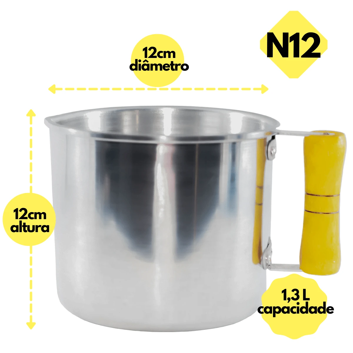 GLOBAL ALUMINUM HOUSE Kit 3 Small Aluminum Mugs With Rim No. 12 No. 14 No. 16 Wooden Handle Mugs For Boiling Water Tea Milk Hot Or Cold Liquid - 銀色 - 查看 1