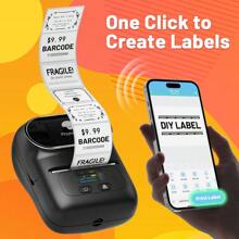 Phomemo Phomemo 1pc Label Makers- M110 Wireless Label Printer With 1 Roll 40x30mm/ 1.57" X  1.18" Thermal Sticker Label, Sticker Printer For Store Owner, Small Business, Office, Address, Logo, Clothing, Mailing, Business Printer For Phones & PC, Mini Labeler For Barcode, Document, Product Information, Price Tags, Shipping Labels Printing, Label Maker Machine For IOS & Android, Portable Printer For Gift, Fast Printing Inkless Label Makers With 203dpi, Inkless Labeler Support 20-50mm/ 1"- 2" Thermal Label Size, Rechargable Label Maker In Poctable Size, Barcode Label Printer With Type-C Cable, New Year Gift For Everyone