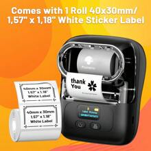 Phomemo Phomemo 1pc Label Makers- M110 Wireless Label Printer With 1 Roll 40x30mm/ 1.57" X  1.18" Thermal Sticker Label, Sticker Printer For Store Owner, Small Business, Office, Address, Logo, Clothing, Mailing, Business Printer For Phones & PC, Mini Labeler For Barcode, Document, Product Information, Price Tags, Shipping Labels Printing, Label Maker Machine For IOS & Android, Portable Printer For Gift, Fast Printing Inkless Label Makers With 203dpi, Inkless Labeler Support 20-50mm/ 1"- 2" Thermal Label Size, Rechargable Label Maker In Poctable Size, Barcode Label Printer With Type-C Cable, New Year Gift For Everyone