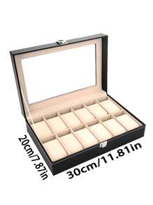 12格皮革手表盒,手表收納盒,腕表展示盒,多格手表收納盒,珠寶盒,配件盤,手鐲收納盒,手表收納容器,手表包裝,皮革收納盒,多功能收納盒 - 多色 - 查看 2