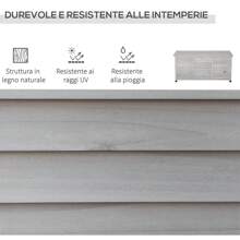 Panca Contenitore in Legno di Abete, Cassapanca da Esterno con Piedini Antiscivolo 127x56x60cm - Grigio - Visualizzare 8