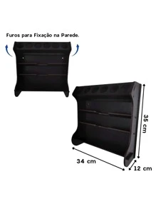 Porta Tempero Parede 6 Potes com Porta Papel Alumínio e Porta Papel Toalha - Preto - Visão 4