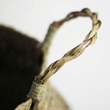 1 pieza Maceta portátil grande hecha a mano de ratán trenzado, canasta de flores de paja vintage, soporte para plantas de jardín, cesta de almacenamiento plegable, decoración del hogar interior/exterior, talla XL