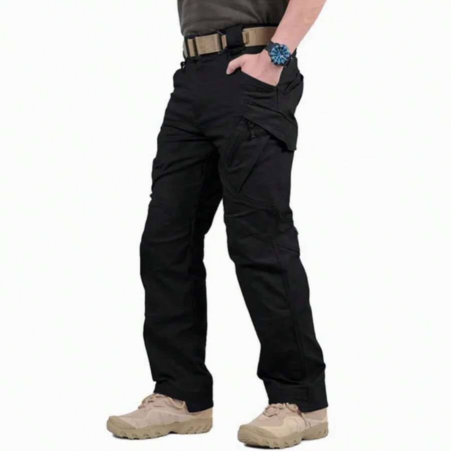 Pantalones Tácticos Militares Impermeables Para Hombre - Negro - Ver 1