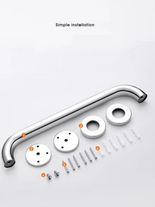 Alça de Apoio Banheiro Barra Inox 60cm Cadeirante Idoso Deficiente Acessibilidade - Prata - Visão 7