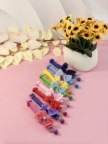 寵物用品蝴蝶結貓頸圈，狗繩，韓國創意小貓鈴鐺項圈 - 寶藍色 - 查看 4