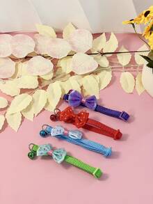 寵物用品蝴蝶結貓頸圈，狗繩，韓國創意小貓鈴鐺項圈 - 寶藍色 - 查看 9