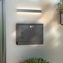 HOMCOM Wall Mounted Letter Box, Weatherproof Post Box For Outside, Modern Mailbox With 2 Keys And Viewing Windows, Easy To Install, 36.5x11.5x29cm, Black - Black - View 1