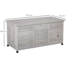 Panca Contenitore in Legno di Abete, Cassapanca da Esterno con Piedini Antiscivolo 127x56x60cm - Grigio - Visualizzare 4