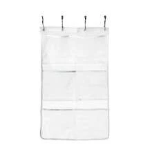 Mesh Shower Organiser, Shower Hanging Organizer For Bathroom With 6 Pockets Quick Dry Bath Room Curtains Organizer Machine Washable Shower Caddy Organizer With 4 Metal Buckles - White - View 5