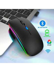 Mouse Sem Fio Recarregável Led Rgb 2.4ghz Ultra slim óptico RF-6800C