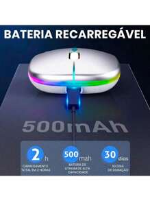 Mouse Sem Fio Recarregável Led Rgb 2.4ghz Ultra slim óptico RF-6800C