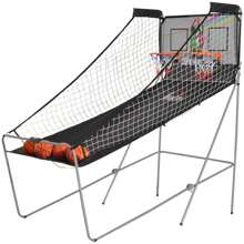 HOMCOM HOMCOM Panier de Basket pliable jeu de Basketball 8 modes Arcade Double Shootout double panier compteur électronique 4 ballons et pompe acier noir et blanc