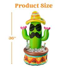 SYNCFUN 36" Inflatable Cactus Cooler With Sombrero Hat For Fiesta, Cinco De Mayo Party Supplies, Inflatable , Pool Party Decoration