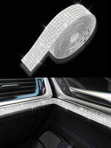 Pegatinas De Diamantes De Imitación Diy Brillantes Para Decoración De Coches, Pegatinas De Marco De Fotos Y Pegatinas De Diamantes Creativos - Plateado - Ver 1