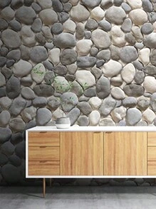 Rolo 3 metros Papel de Parede Auto Adesivo Tijolo a Vista Canjiquinha Pedras Sala Quarto Cozinha Banheiro Lavável - Tijolo Canjiquinha Pedras - Visão 3