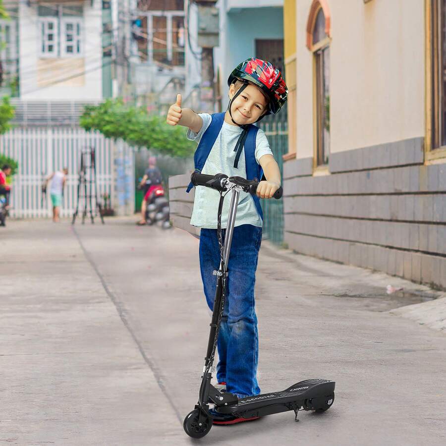 Monopattino Elettrico per Bambini Pieghevole da 120W, Velocità Max 12km/h e Portata 50kg, 74x36x69-91 cm, Nero - nero - Visualizzare 1