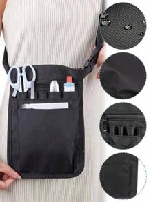 1入黑色護士工具腰包,便攜式急救醫療用品收納袋,多口袋設計,適用於休閒、理髮店、護士、學生,情人節男士禮物,適用於diy電工、木匠等需要收納多種工具的職業,多口袋護士腰包,適用於照護工作人員手機收納腰包 - 黑色 - 查看 5