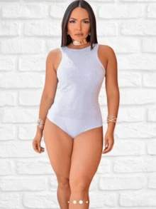 Women Bodysuits - 白色 - 查看 2