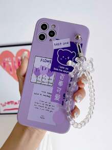 1 Ốp lưng điện thoại chống sốc TPU màu tím mờ họa tiết gấu bông và 1 dây đeo cổ tay gấu bông trong suốt, tương thích với các điện thoại Apple/Android//OPPO bao gồm 17 Pro Max, 14 Pro Max, A52 4G, A31 4G, A23, Redmi Note 11 Pro 4G, Redmi Note 12 4G, OPPO A54, A14, A54 - Nhiều màu - Xem 3