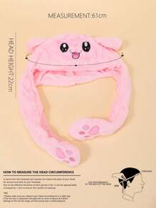 卡通貓設計毛茸茸帽子可愛 - 白色 - 查看 8