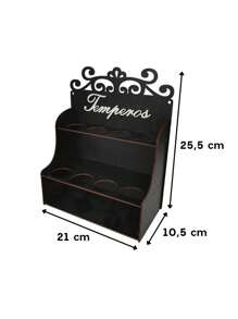 Porta Temperos Arabesco 8 Potes com Etiquetas Para Mesa e Bancada de Cozinha - Preto - Visão 3