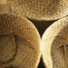 1 pieza Maceta portátil grande hecha a mano de ratán trenzado, canasta de flores de paja vintage, soporte para plantas de jardín, cesta de almacenamiento plegable, decoración del hogar interior/exterior, talla XL