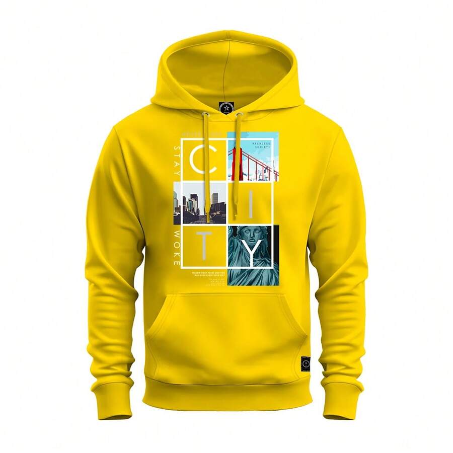 Men Sweatshirts - 黃色 - 查看 1