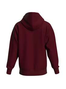 Men Hoodie & Sweatshirt Co-Ords - 酒紅色 - 查看 4