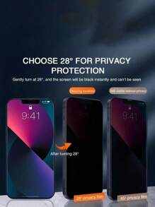 3 Pcs Full Screen Privacy Tempered Glass Screen Protectors Compatible With Iphone - Black - View 3