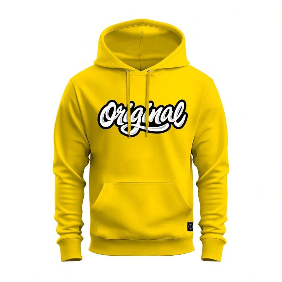 Moletom Premium Estampado Algodão Confortável Original Script - Amarelo - Visão 1