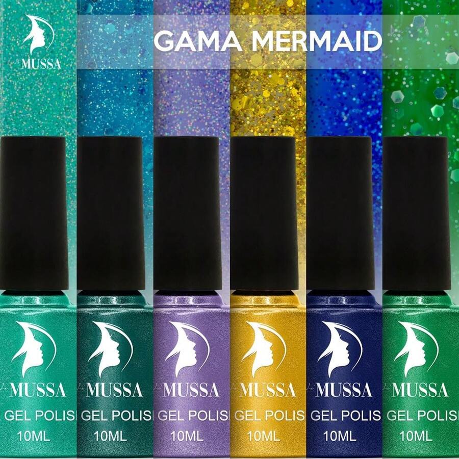 Mussa gel uv semipermanente esmalte para uñas 6 pzs 10ml - a elegir GAMAS ESPECIALES - verde menta - Ver 1