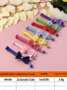 寵物用品蝴蝶結裝飾貓項圈狗繩,韓式創意貓項圈裝飾鈴 - 紫色 - 查看 2