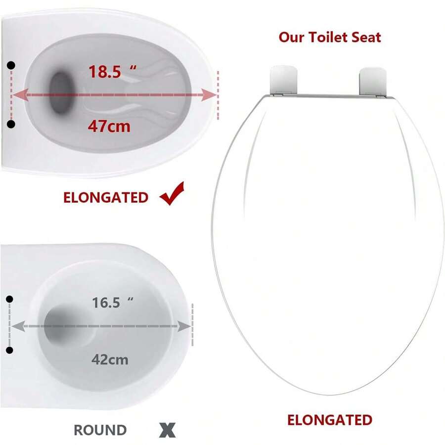 Toilet Seat, Durable Elongated Toilet Seat With QuickRelease And Quick