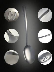 Stainless Steel Divided Serving Spoon, Separate & Drain Food - Silver - View 2