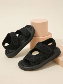 幼儿新款时尚纯色轻便防滑耐磨软底沙滩凉鞋 - 黑色 - 查看 1